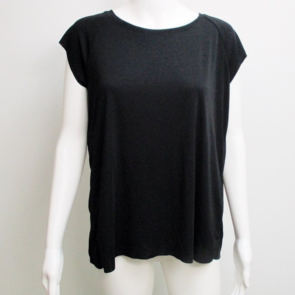 Zara Collection Black Cap Sleeve Open Back Jersey Knit Top Medium